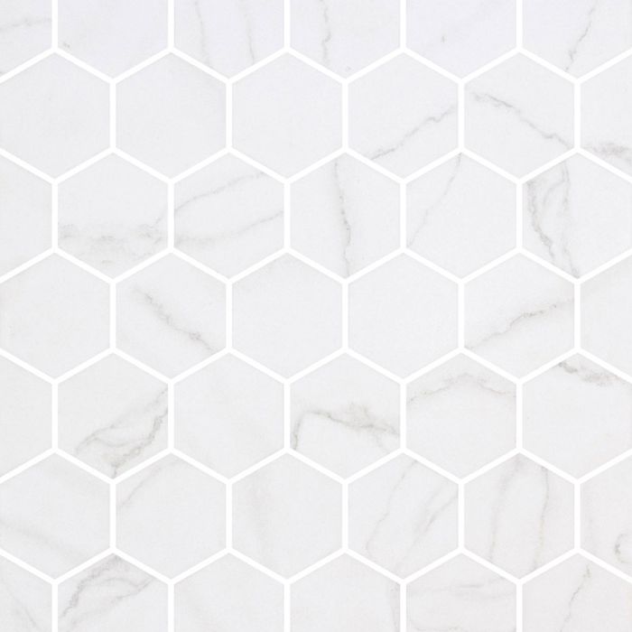 Vetro Floor 2" Venato White Matte