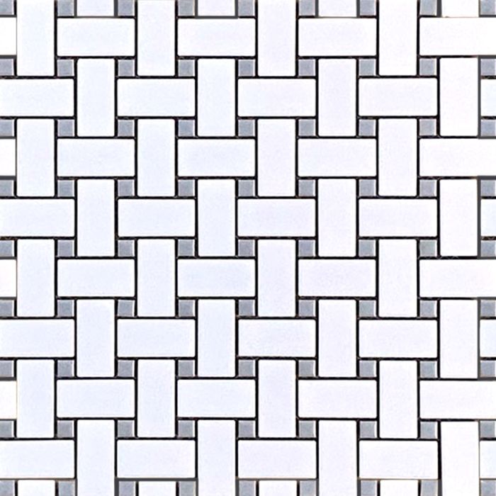 Geometrics Basketweave White W/ Grey Dot