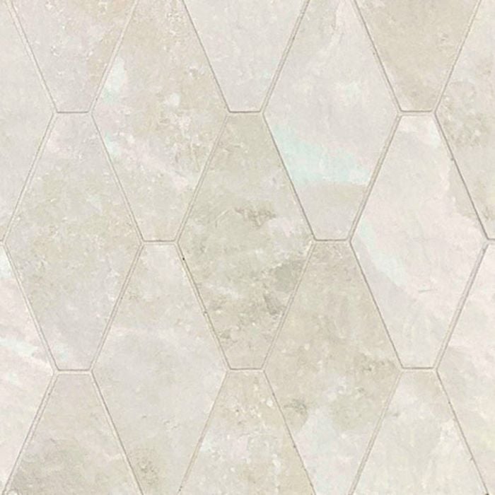 Rock Salt 3x6 Long Hex Mosaic Matte White Gold