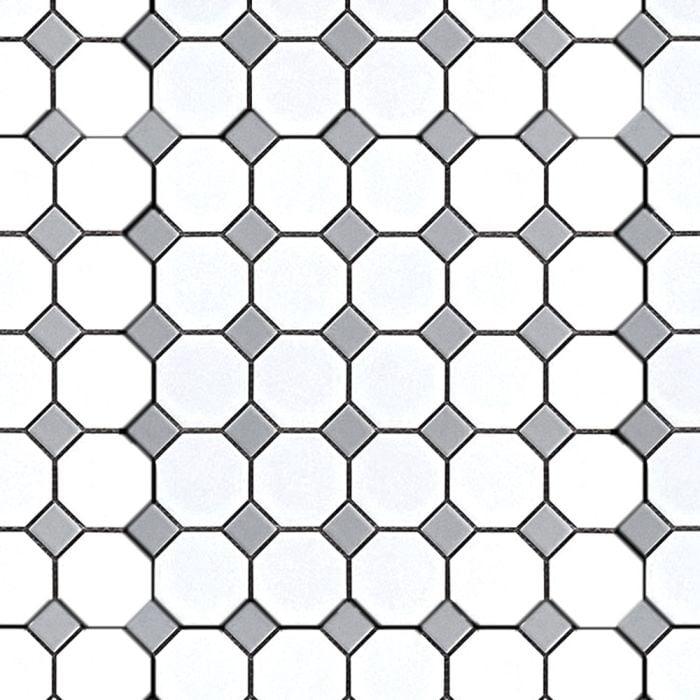 Geometrics Octagon White W/ Grey Dot
