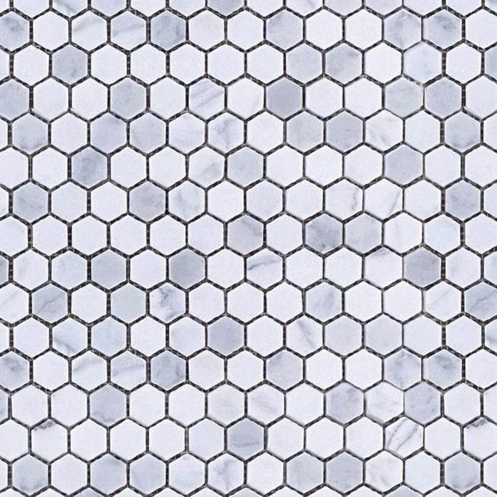 Wellstone 1" Hexagon Statuario, Carrara, Thassos