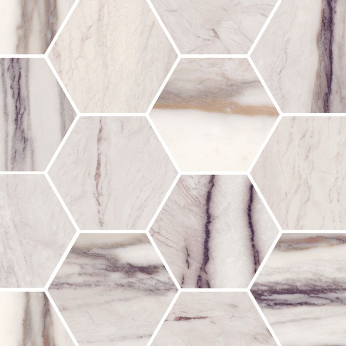 Galaxy 4" Hexagon Mosaic Polished Marble Purple