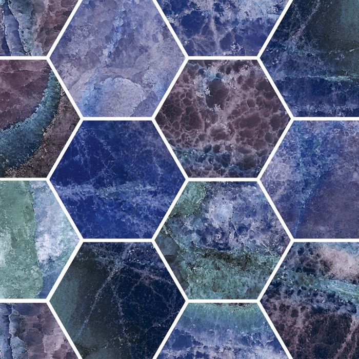 Galaxy 4" Hexagon Mosaic Polished Onyx Purple